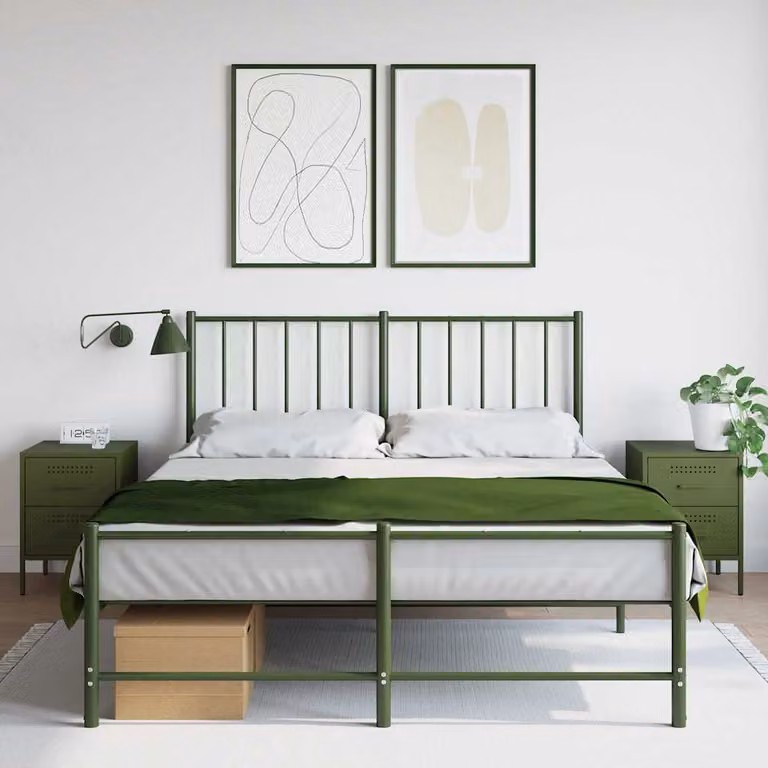 Set di 2 comodini vidaXL in metallo verde oliva, modello industriale da appendere al muro, L 36 cm x P 39 cm x H 50,5 cm
