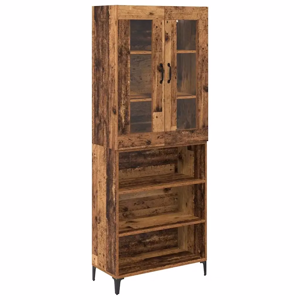 Credenza Buffet Armadio da Cucina Moderno vidaXL in Legno Marrone con Ante in Vetro L/P/H: 69,5 x 34 x 180 cm – 2