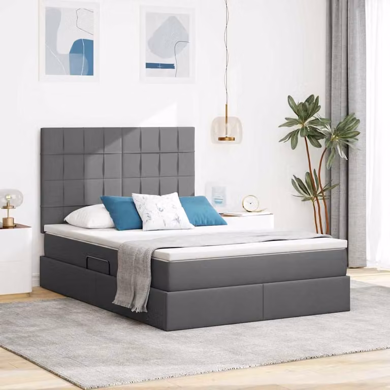 Letto con contenitore e materasso vidaXL Grigio scuro L: 140 cm, P: 200 cm, H: 280 cm