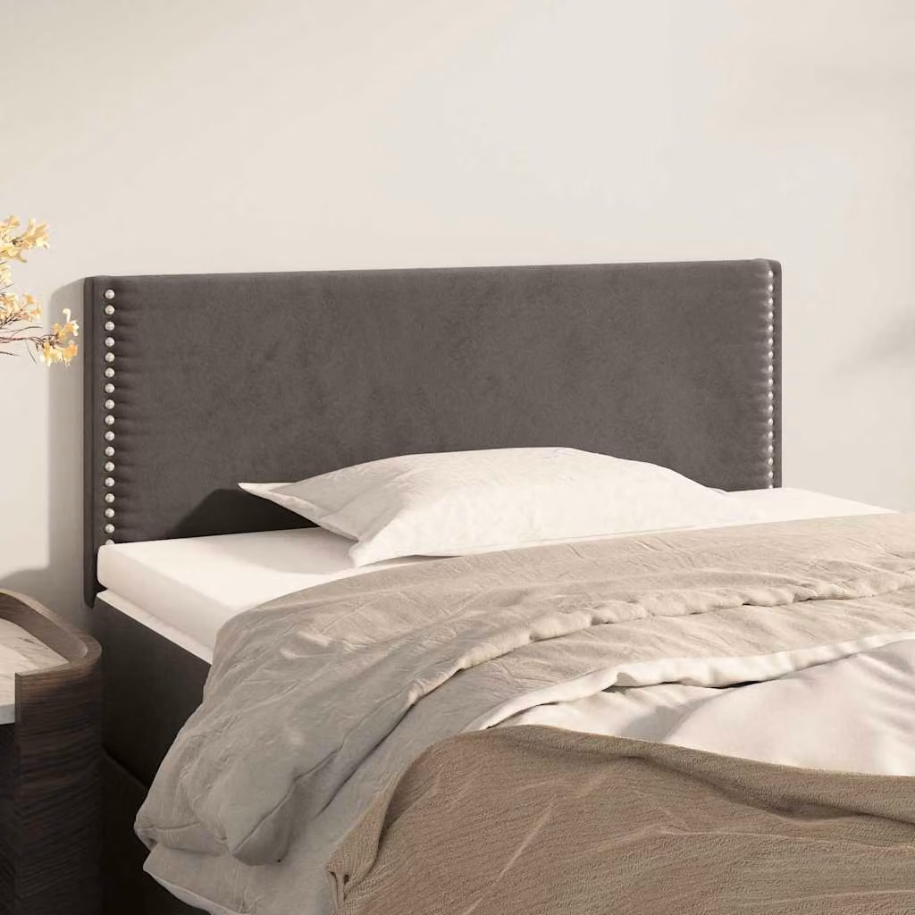Testiera per letto vidaXL in velluto grigio scuro, L: 90 cm, P: 5 cm, H: 78-88 cm