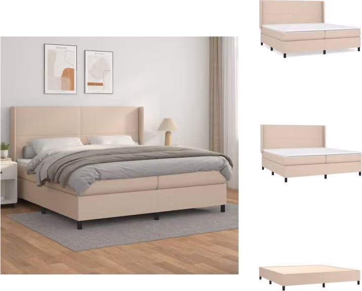 vidaXL Materasso per letto a molle insacchettate cappuccino-marrone 200x200cm in Pelle finta - Letti e strutture letto