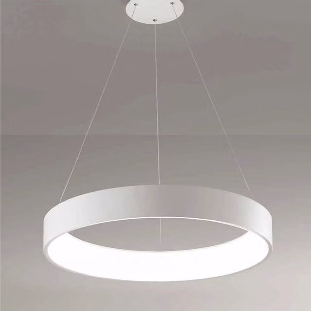 Lampadario a sospensione Trade Shop Traesio a forma di anello con luce LED bianca fredda, colore argento e bianco, diametro 45 cm