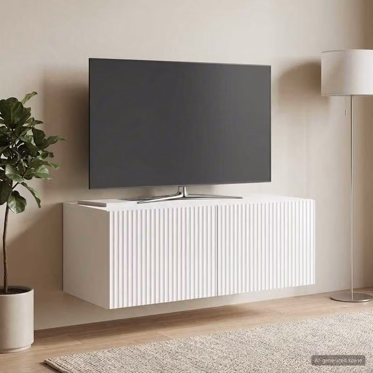 vidaXL Mobile Porta TV da Muro Moderno Bianco Lucido L: 78,5 cm, P: 41 cm, H: 30 cm