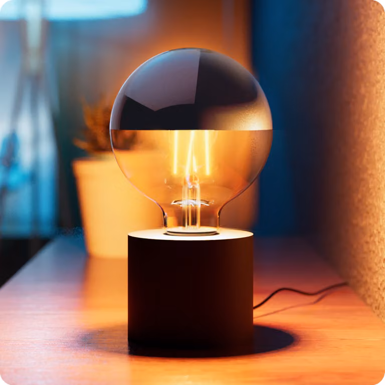 SSC-LUXon NAMBI lampada da tavolo nera con lampadina LED a specchio E27 bianco caldo - luce da tavolo con cavo e interruttore