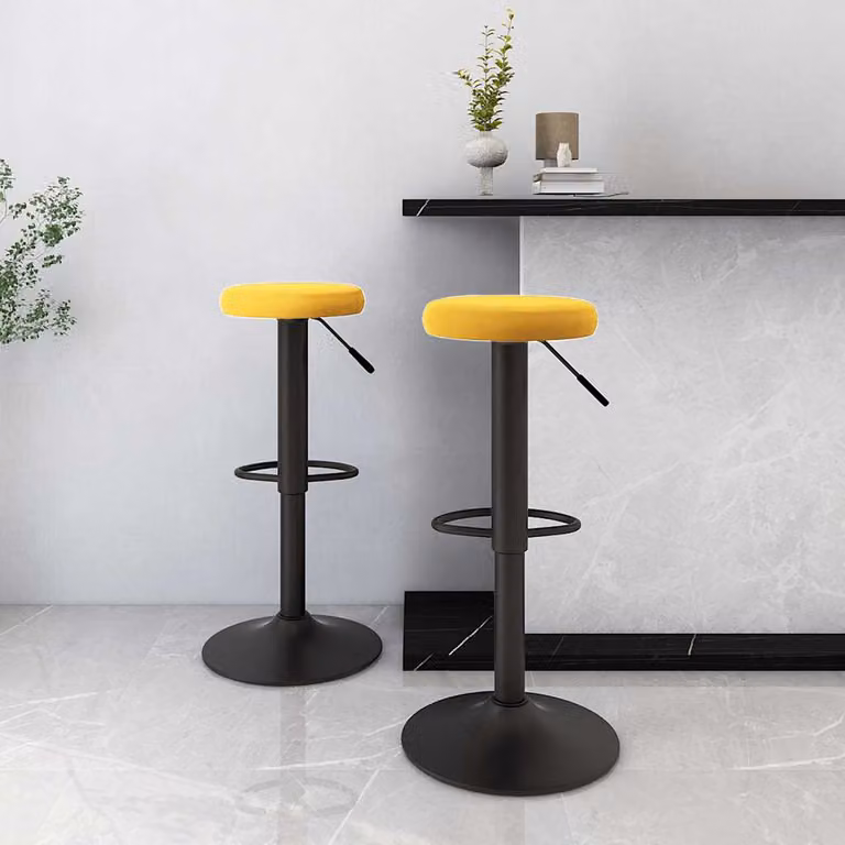 Set di 2 sgabelli da bar vidaXL in velluto giallo con seduta girevole a 360 gradi
