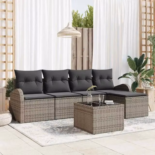 Set di divani 6 pz Grigio polyrattan 3354678