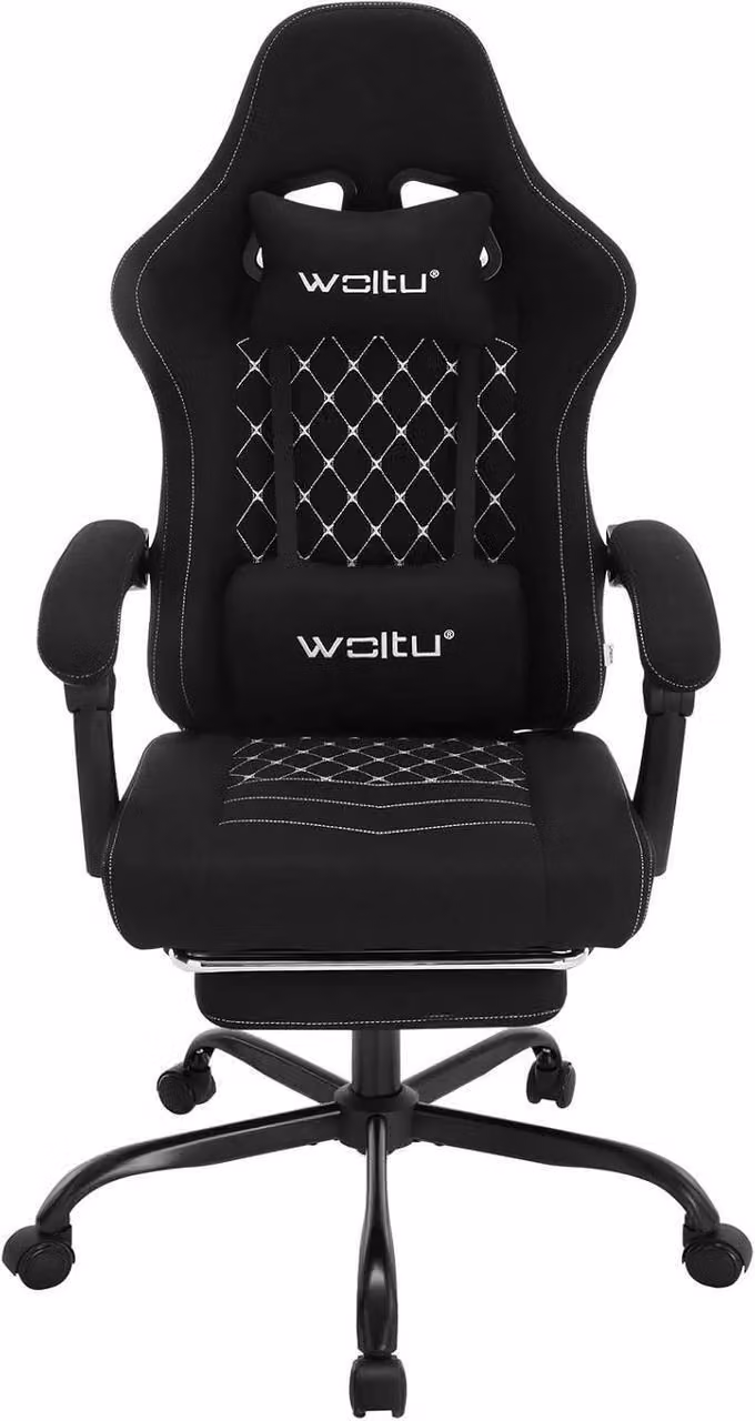 Sedia da gaming WOLTU con funzione massaggio, cuscino a molle insacchettate, ergonomica, tessuto a rete, nera