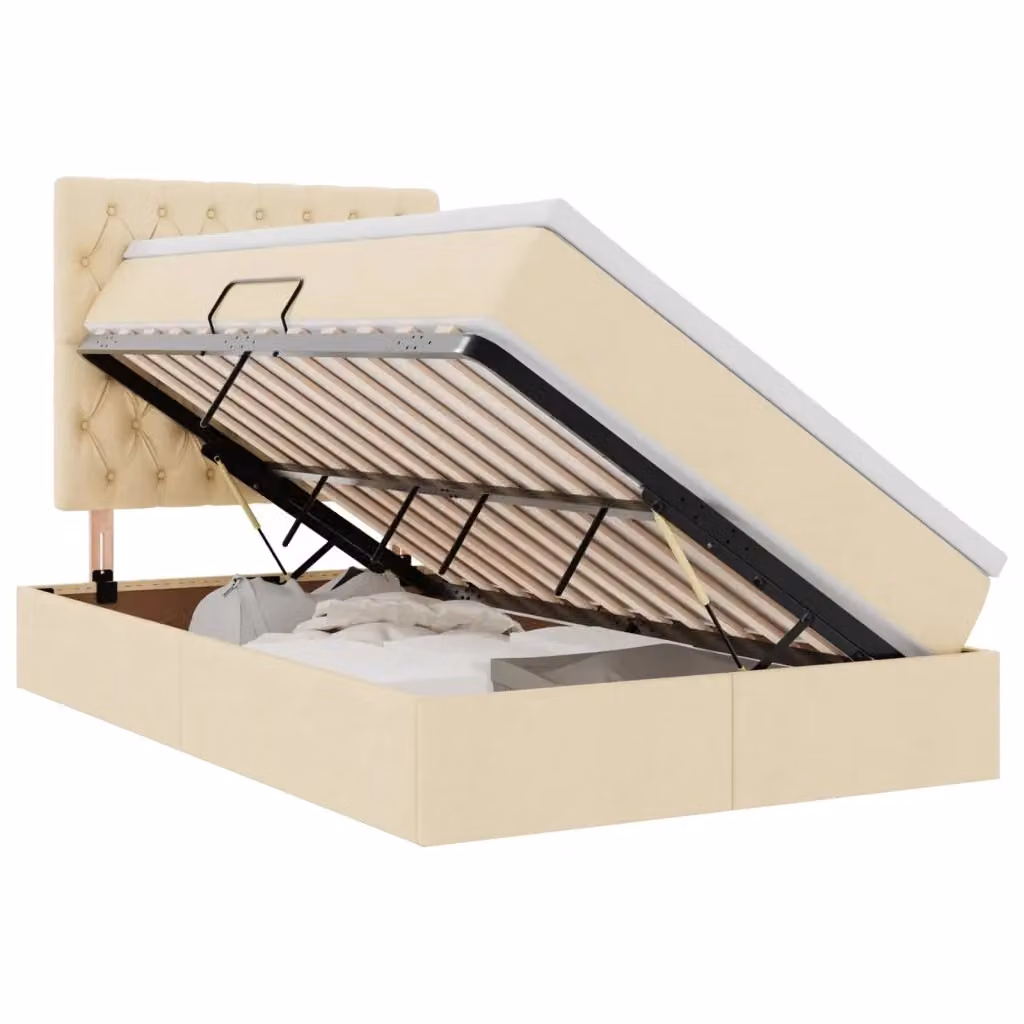 Letto con contenitore e materasso vidaXL in tessuto beige L 120 x P 200 cm – 2