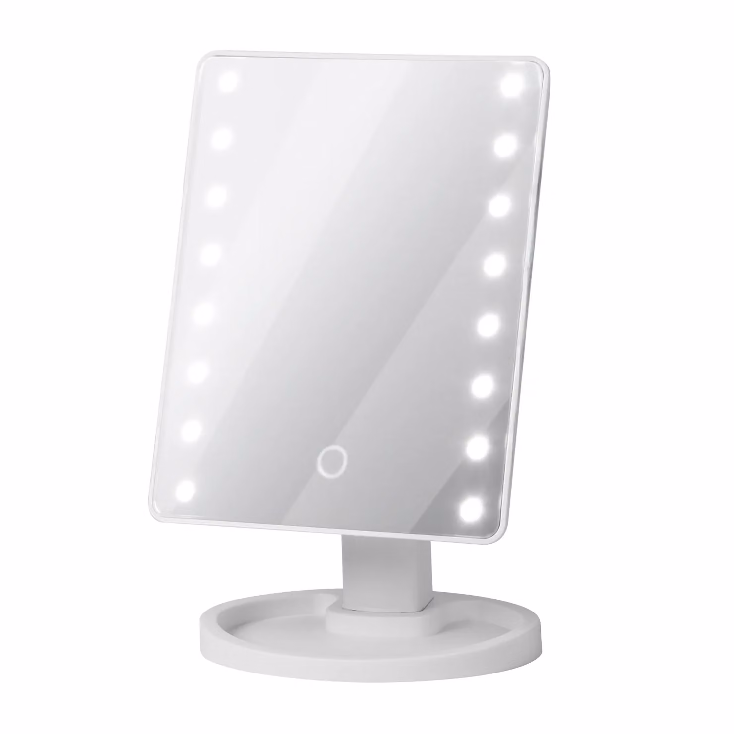 Specchio Luminoso da Tavolo Dictrolux con 16 LED, Touch Dimmerabile, Bianco, H 24 cm x L 21,5 cm x P 11,5 cm – 1