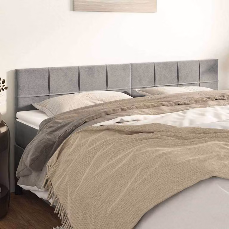 Testiera per letto vidaXL in velluto grigio chiaro, L: 180 cm, P: 5 cm, H: 78-88 cm