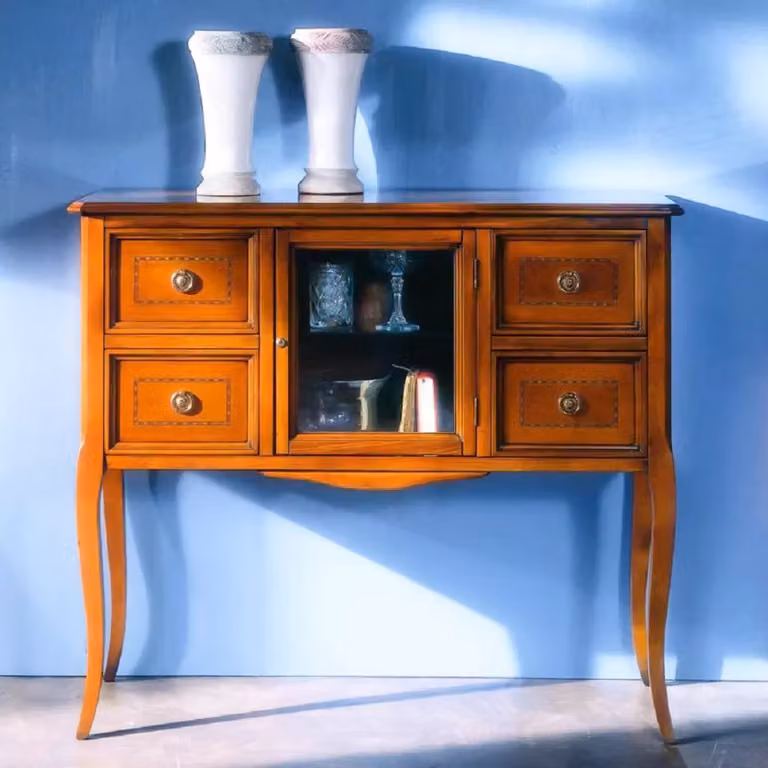 Consolle classica in legno Mobili 2G con 4 cassetti e 1 porta finitura bassano L/P/H: 98 x 40 x 85 cm