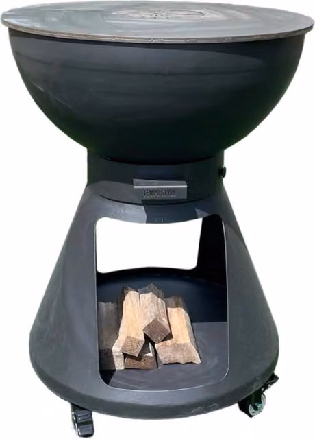Barbecue a legna e a carbone Yucatán GIORDANOSHOP in acciaio Corten colore antracite con accessori, H: 91 cm, L: 64 cm