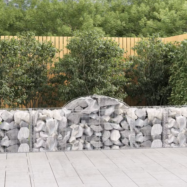 Set di 9 Cesti Gabbioni ad Arco vidaXL in Acciaio Zincato Grigio L: 200 cm, P: 50 cm, H: 60/80 cm