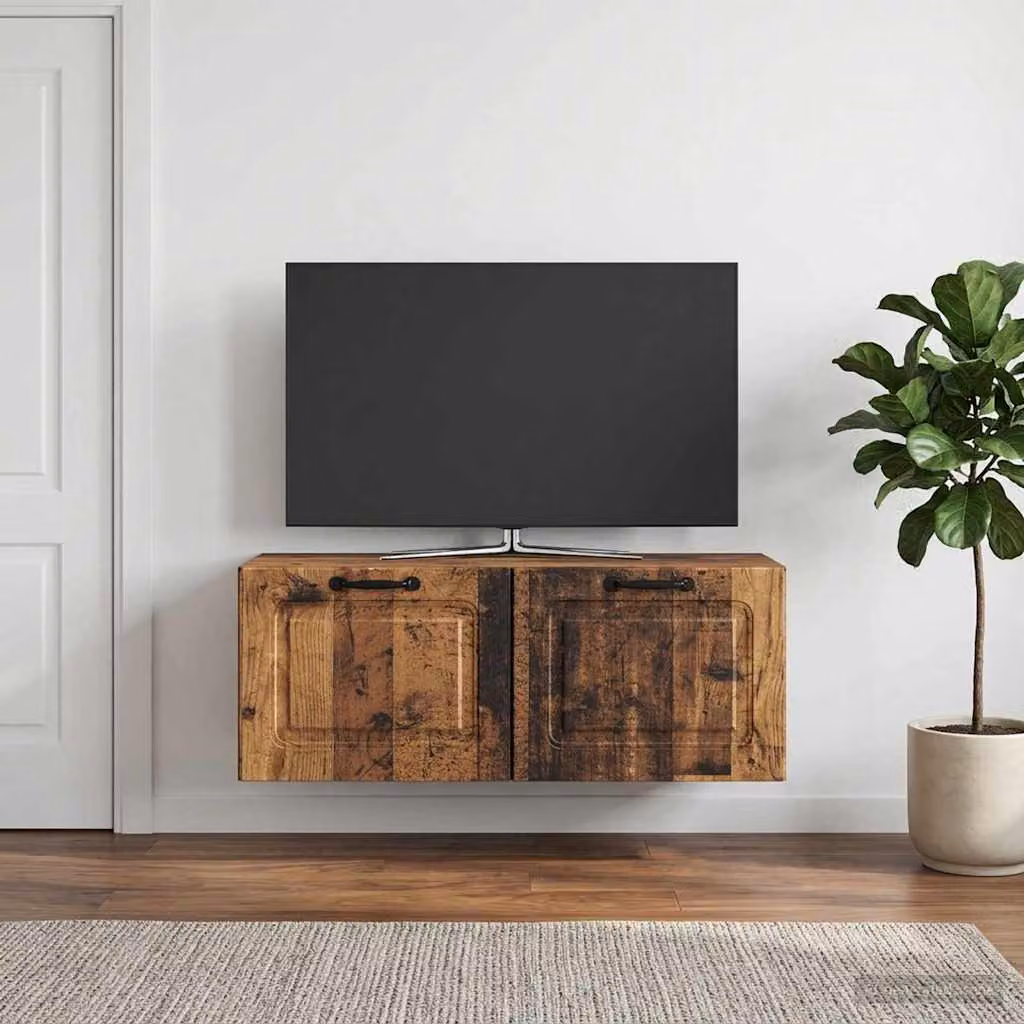 vidaXL Mobile Porta TV da Muro Moderno in Legno Marrone L: 78,5 cm, P: 31 cm, H: 30 cm