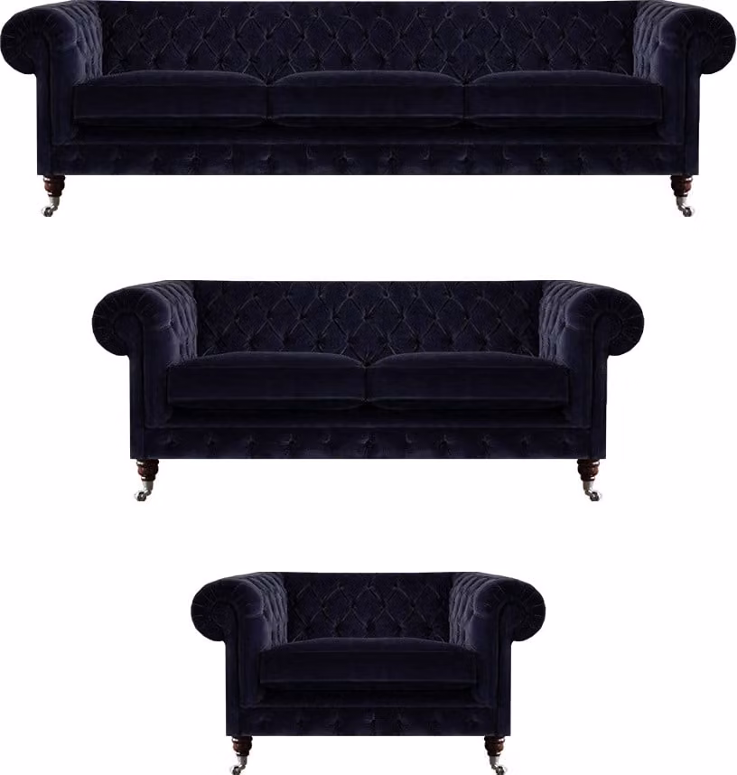 Polstermöbel Sessel Sofagarnitur Dreisitzer mit Zweisitzer Sofas Chesterfield