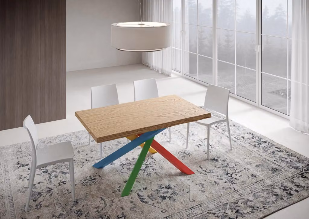 Tavolo fisso moderno Versalux in rovere scortecciato marrone con gambe in metallo L: 140 cm, P: 90 cm, H: 75 cm – 2