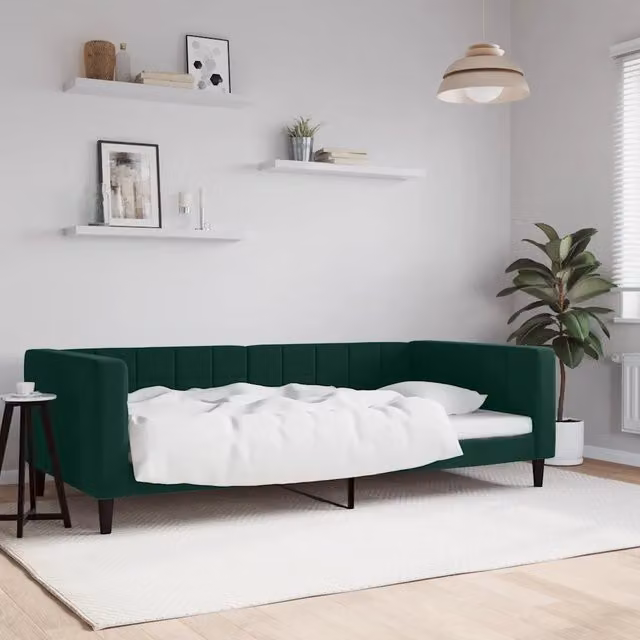 Letto da giorno moderno vidaXL in velluto verde L: 100 cm, P: 200 cm, H: 68 cm – 1