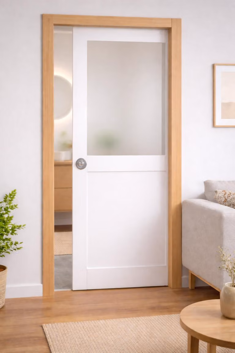 Porta scorrevole Athena bianca H204 x L93 cm, con incasso, kit di finitura Gd Menuseries