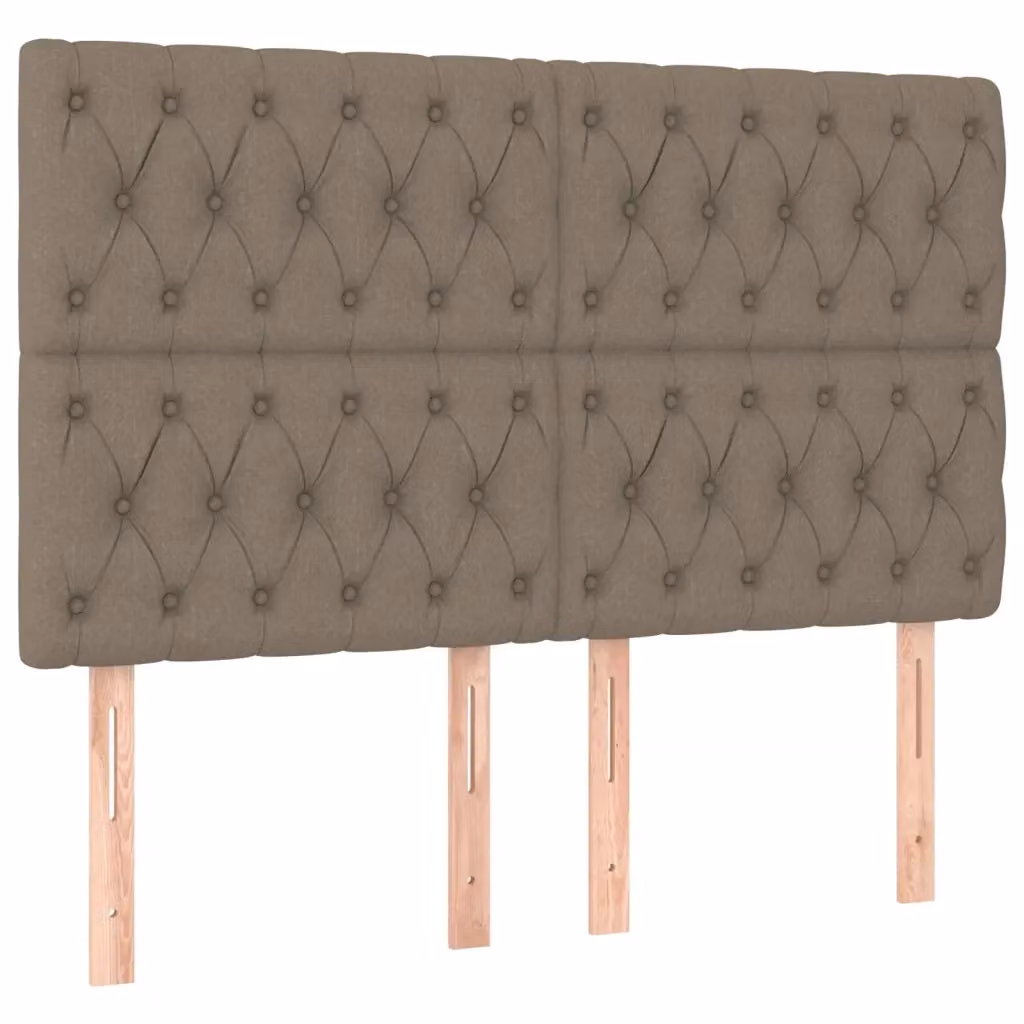 Testiera per letto vidaXL in tessuto beige e grigio con struttura in legno, L: 144 cm, P: 7 cm, H: 118-128 cm – 2