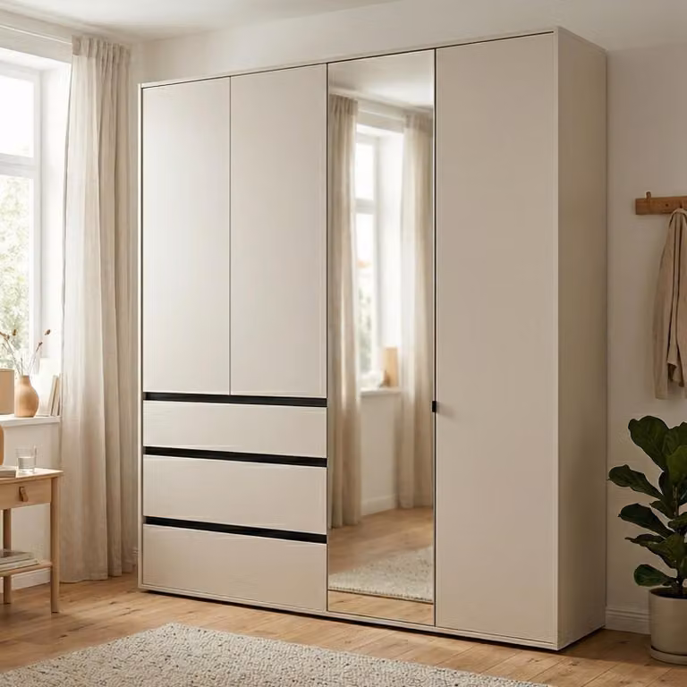 Rifreddoo - Guardaroba Grande, 183x211h cm Bianco Crema, 4 Ripiani