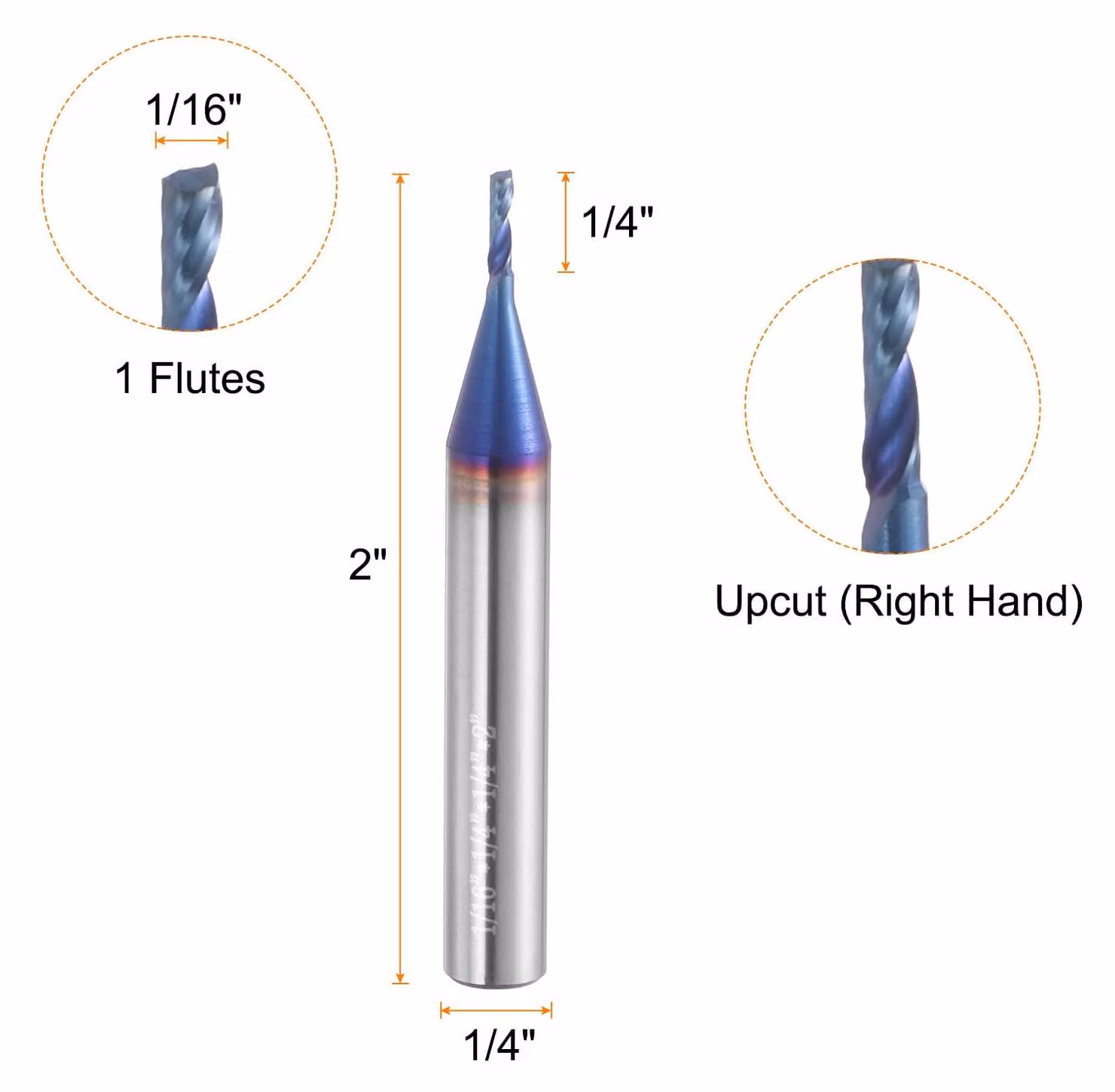 Frese a spirale, acciaio al tungsteno, diametro 1/16 di pollice, rivestimento nano-ceramico blu