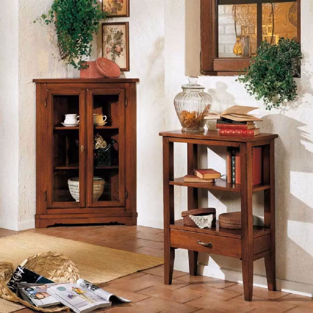 Consolle con 1 cassetto in legno massello Mobili 2G colore noce L: 60 cm, P: 30 cm, H: 85 cm – 4