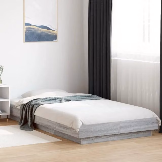Giroletto Luci LED Grigio Sonoma 100x200cm in Legno Multistrato 3281117
