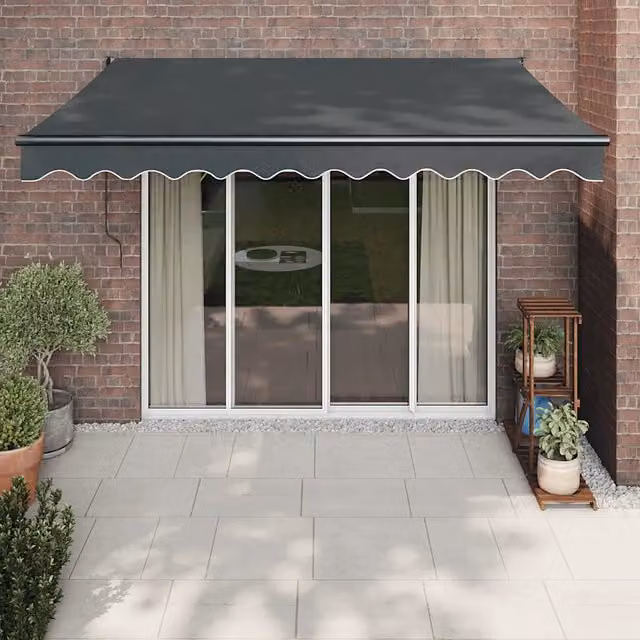 Tenda da Sole Retrattile-Tenda parasole per Patio Antracite 3x2,5 m Tessuto e Alluminio 320237