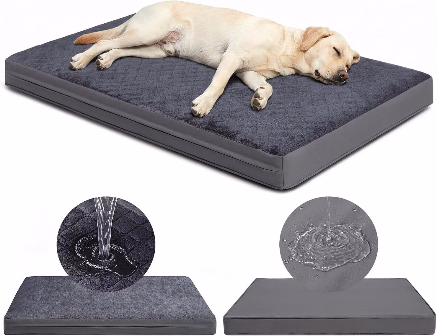 Cuccia per cani XXL - realizzata in schiuma ortopedica - impermeabile - antiscivolo - dimensioni 119 x 73 cm - rivestimento removibile