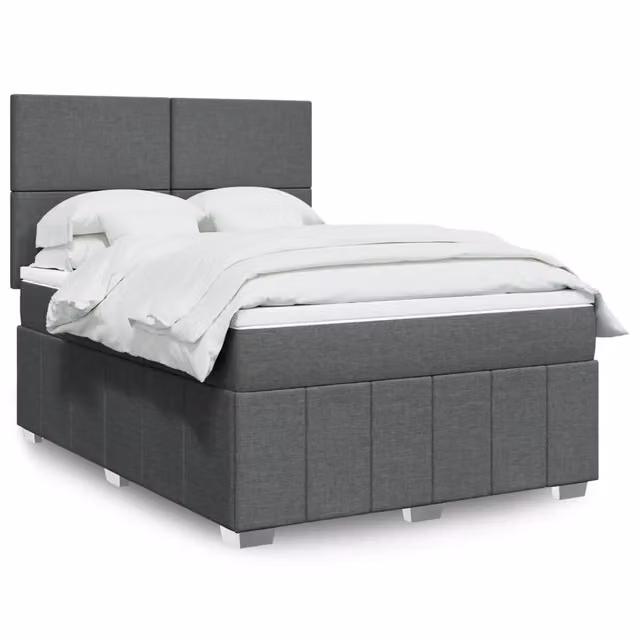 Giroletto a Molle con Materasso Grigio Scuro 140x190 cm Tessuto 3293957