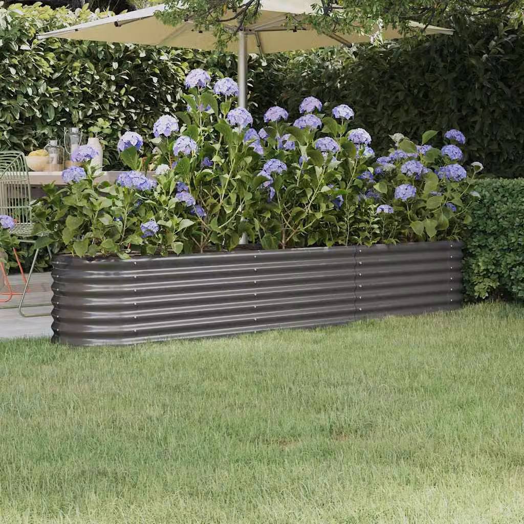 Letto rialzato da giardino vidaXL in acciaio zincato grigio L: 224 cm, P: 40 cm, H: 36 cm