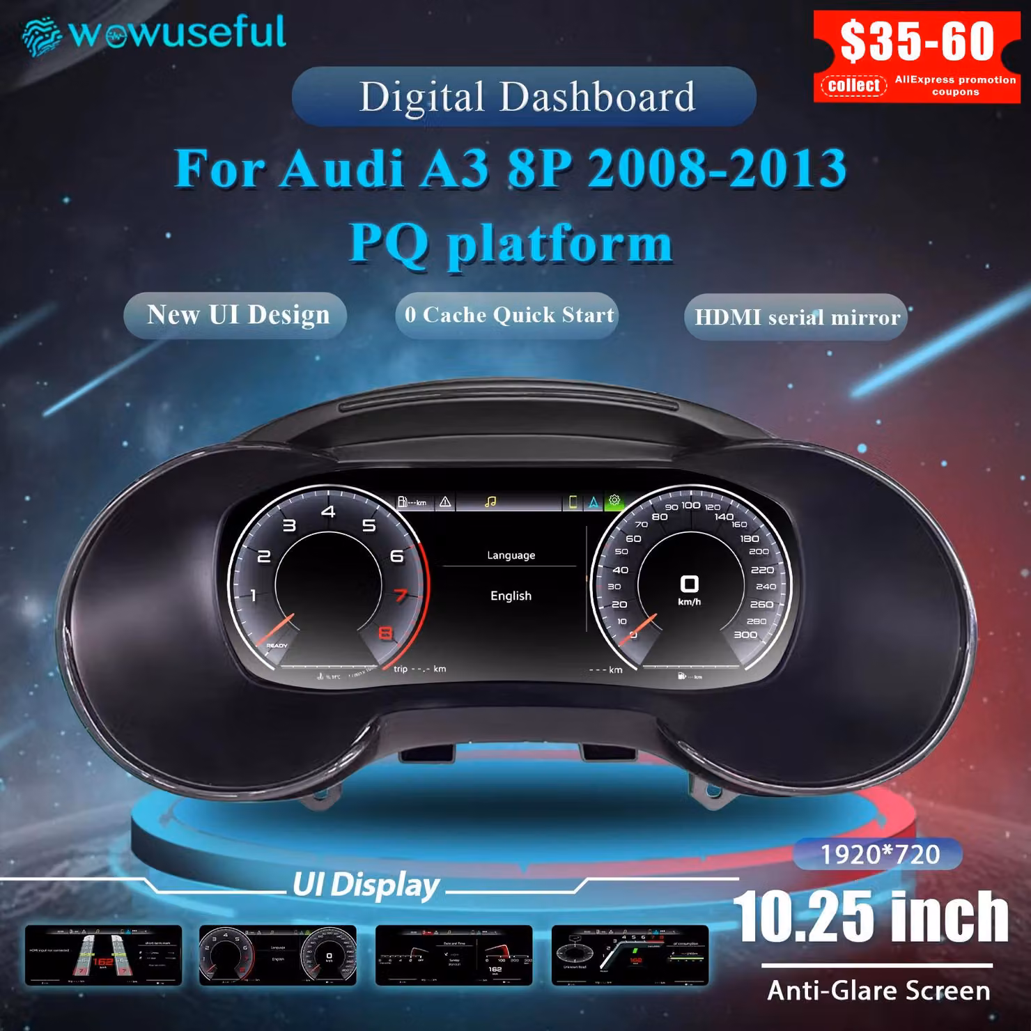 Cruscotto digitale: display LCD da 12,3 pollici, risoluzione 1920x720, realizzato in plastica ABS