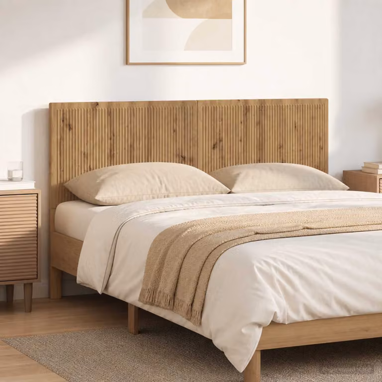 Testiera da muro vidaXL EDE in legno ingegnerizzato rovere con mensola integrata, marrone opaco, L: 160 cm, H: 50 cm, P: 13,67 cm
