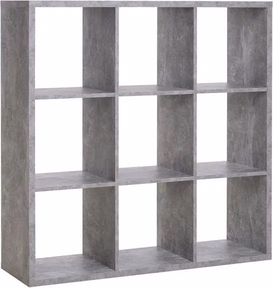 Libreria EFFEZ con 9 scomparti a cubo, colore grigio cemento, H 107 x L 107 x P 33 cm – 1