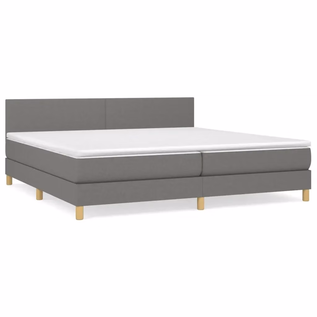 vidaXL Giroletto a Molle Ibrido con Materasso in Tessuto Grigio e Bianco L/P/H: 200 x 200 x 23 cm – 2