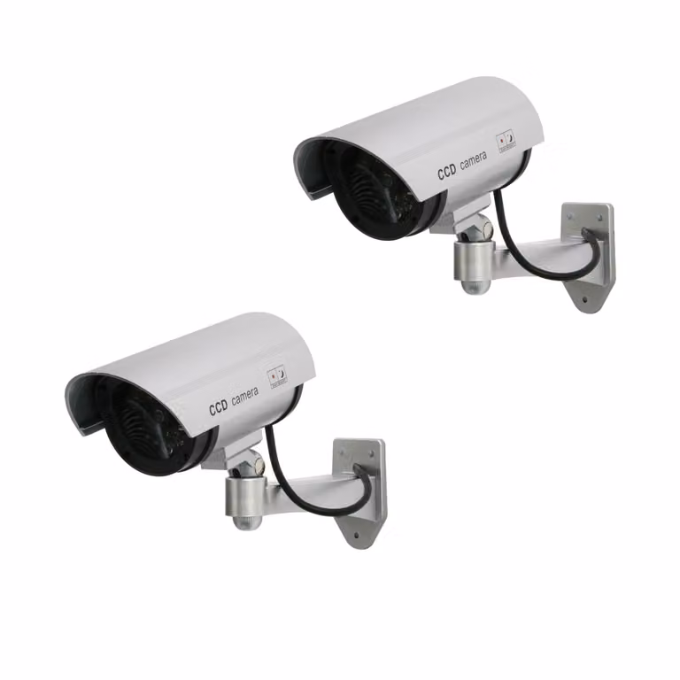 2x telecamera fittizia con LED lampeggiante IR1100 S IR per esterni argento
