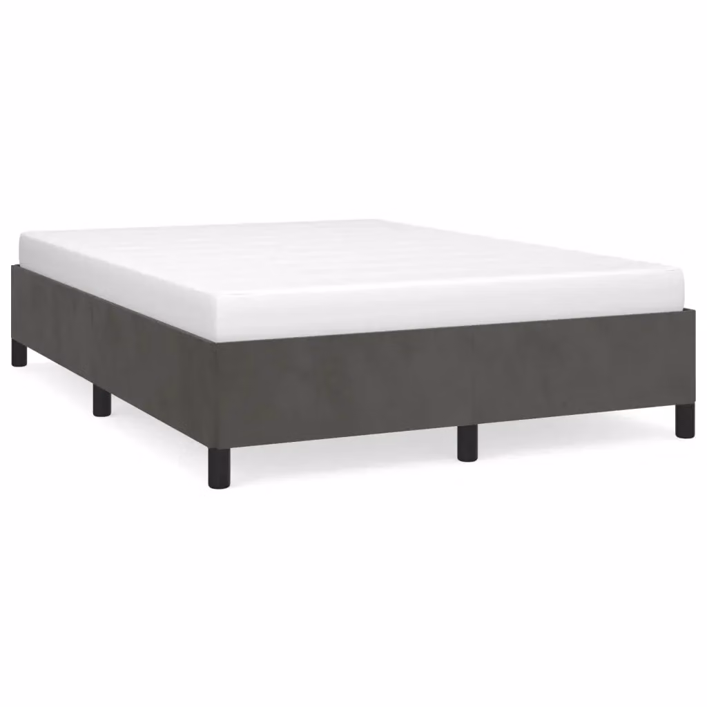Struttura Letto Design Mania in Velluto Grigio con Giroletto, L 140 cm x P 200 cm – 2