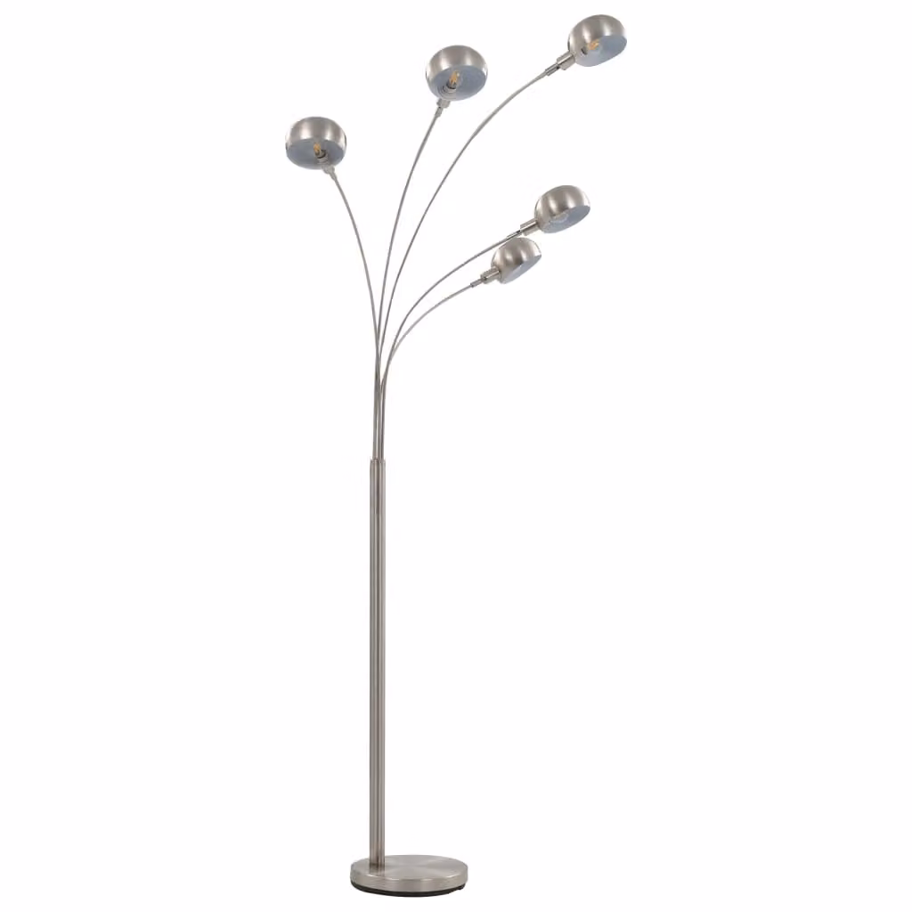 Lampada da Terra 200 cm 5 Bulbi E14 Argento
