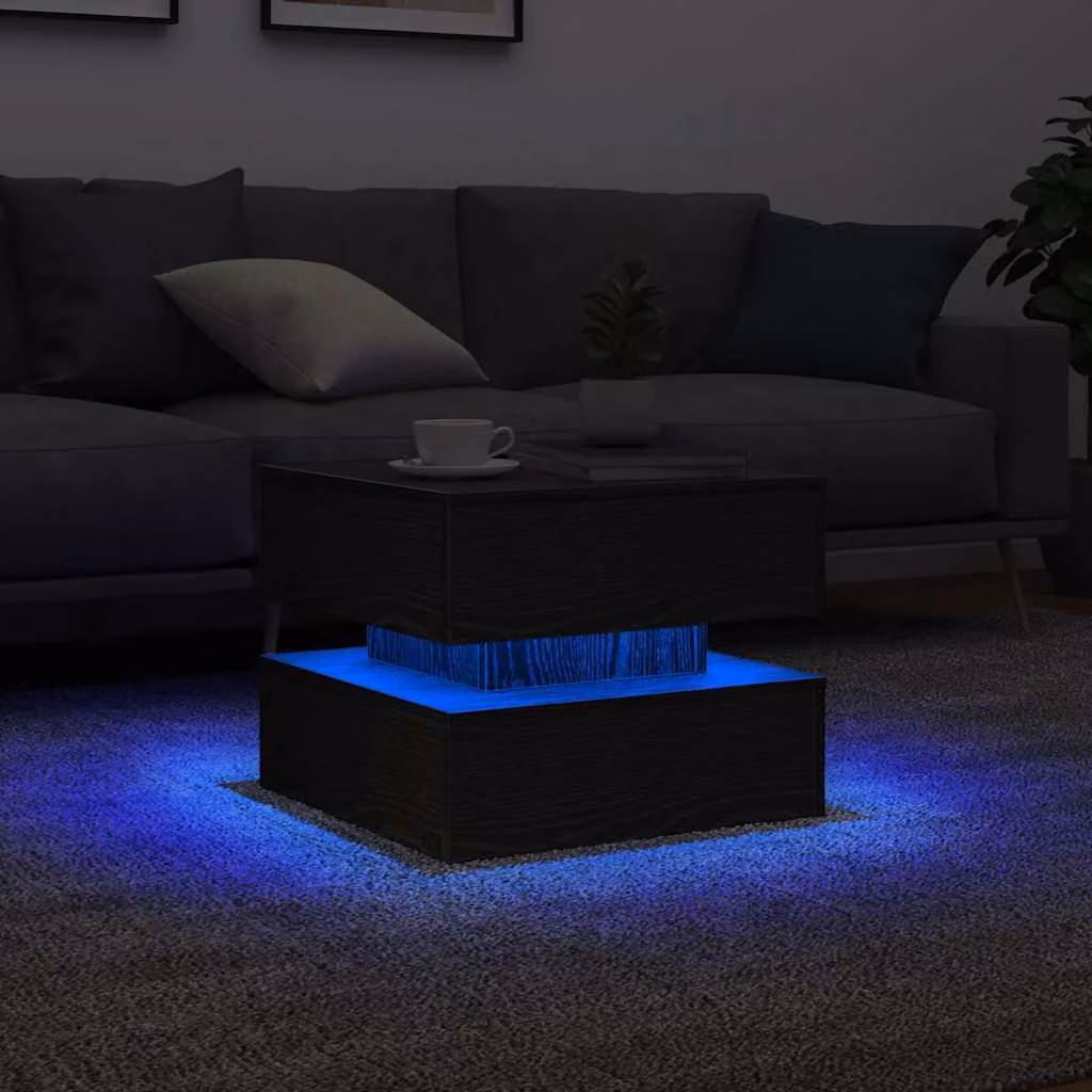 Maison Exclusive - Tavolino con luci LED Effetto rovere nero 50x50x40 cm
