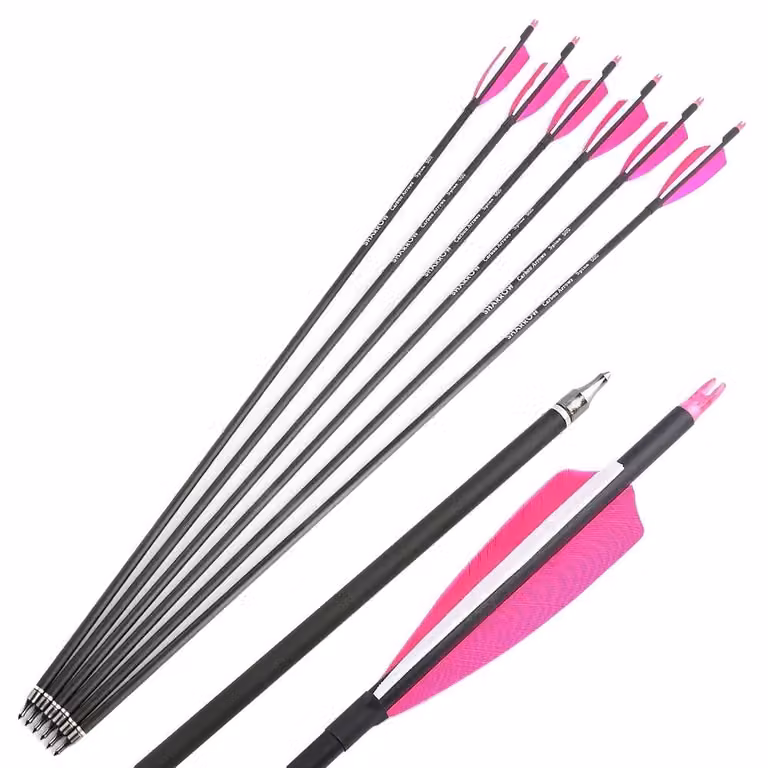 Frecce per arco in composito di carbonio, confezione da 12, lunghezza 30 pollici, colore rosa