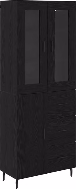 Credenza con cassetto 2 pz | Madia | Buffet da pranzo | Armadio da pranzo Rovere Nero Legno multistrato
