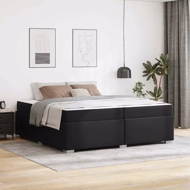 Struttura letto matrimoniale moderna vidaXL in ecopelle nera L/P/H: 200 x 200 x 33 cm