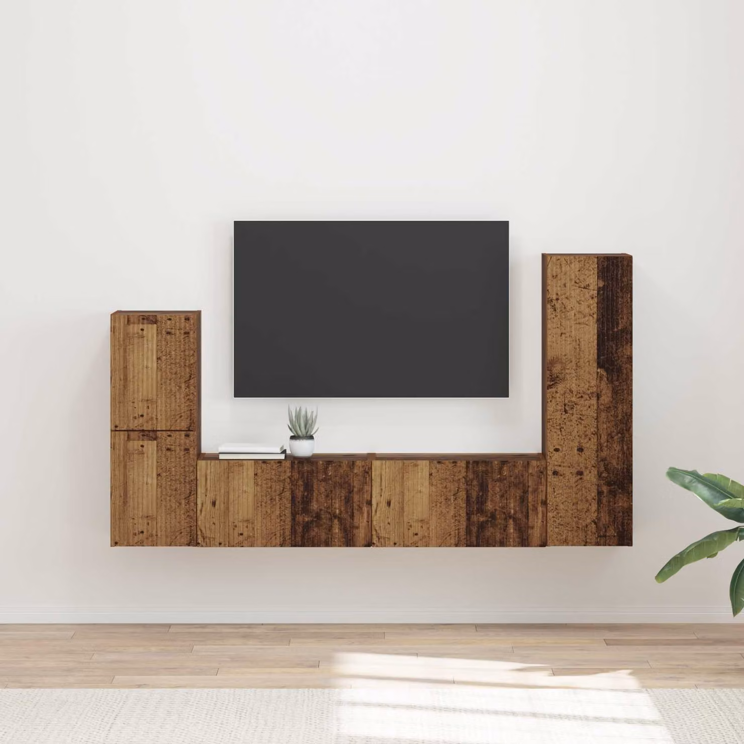 Set mobile TV moderno vidaXL in legno marrone da 4 pezzi – 1