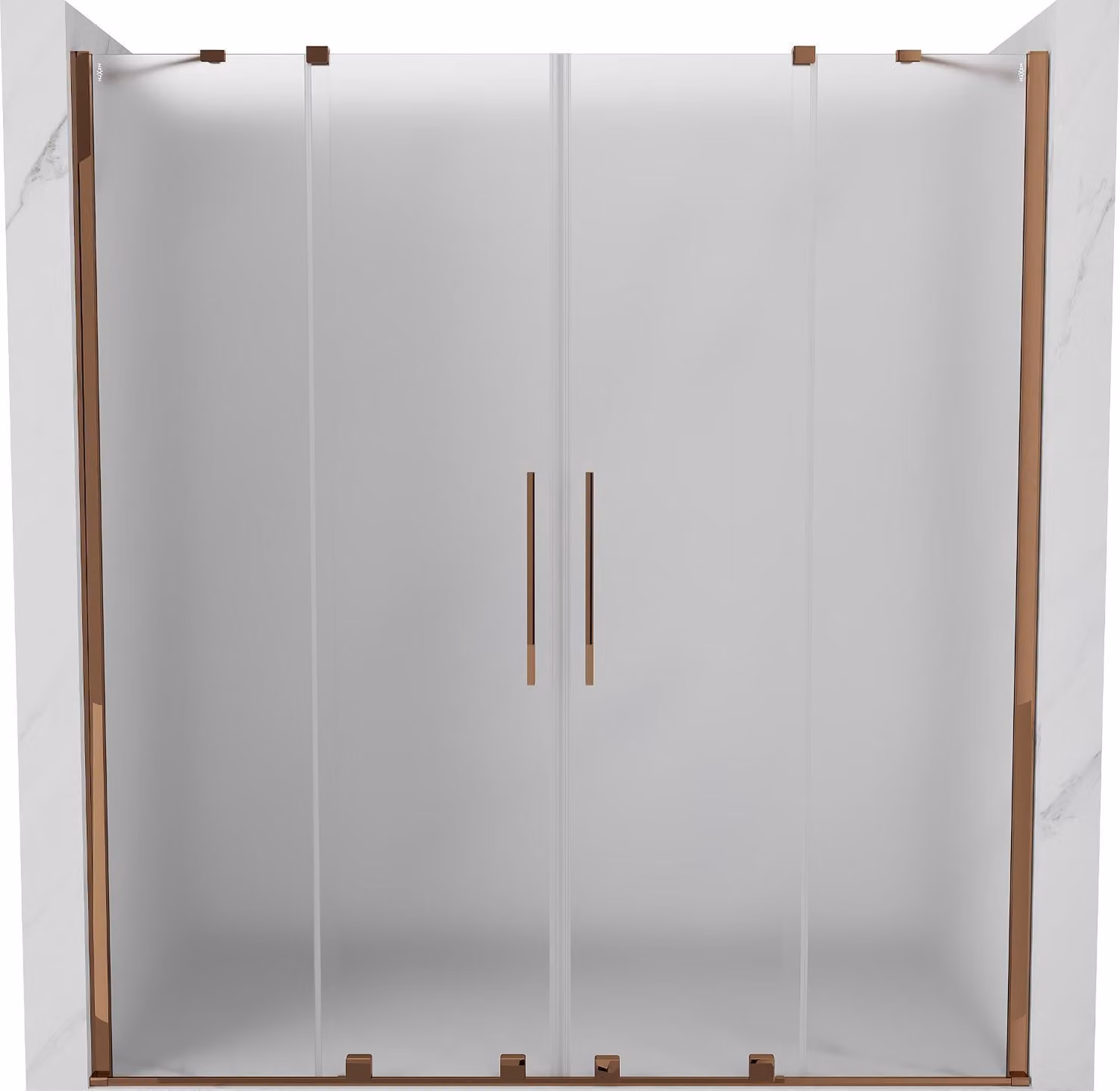 Mexen Velar Duo porta doccia scorrevole 180 cm, brina, oro rosa - 871-180-000-32-60