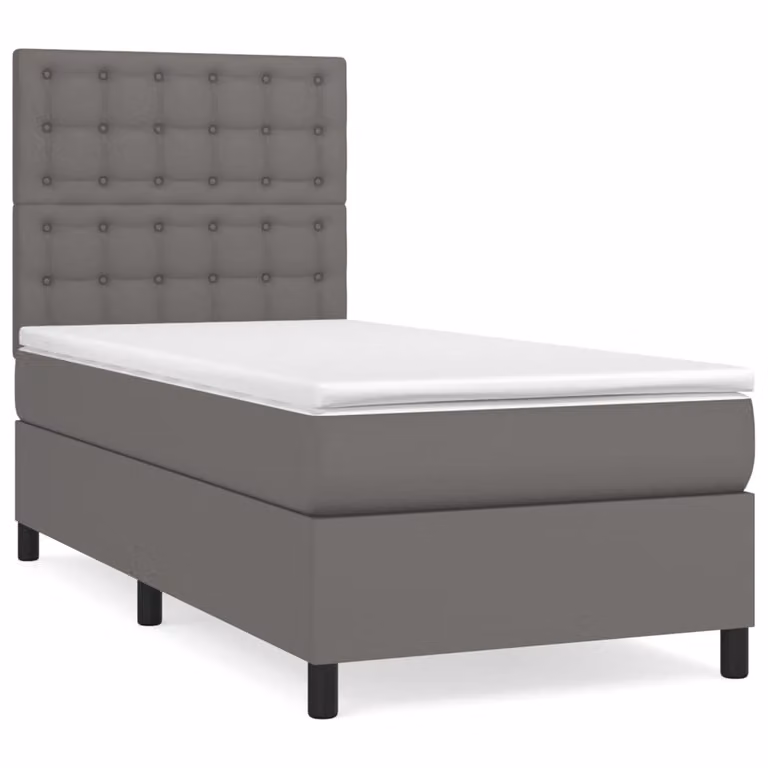 Giroletto a Molle con Materasso Grgio 90x200 cm in Pelle finta