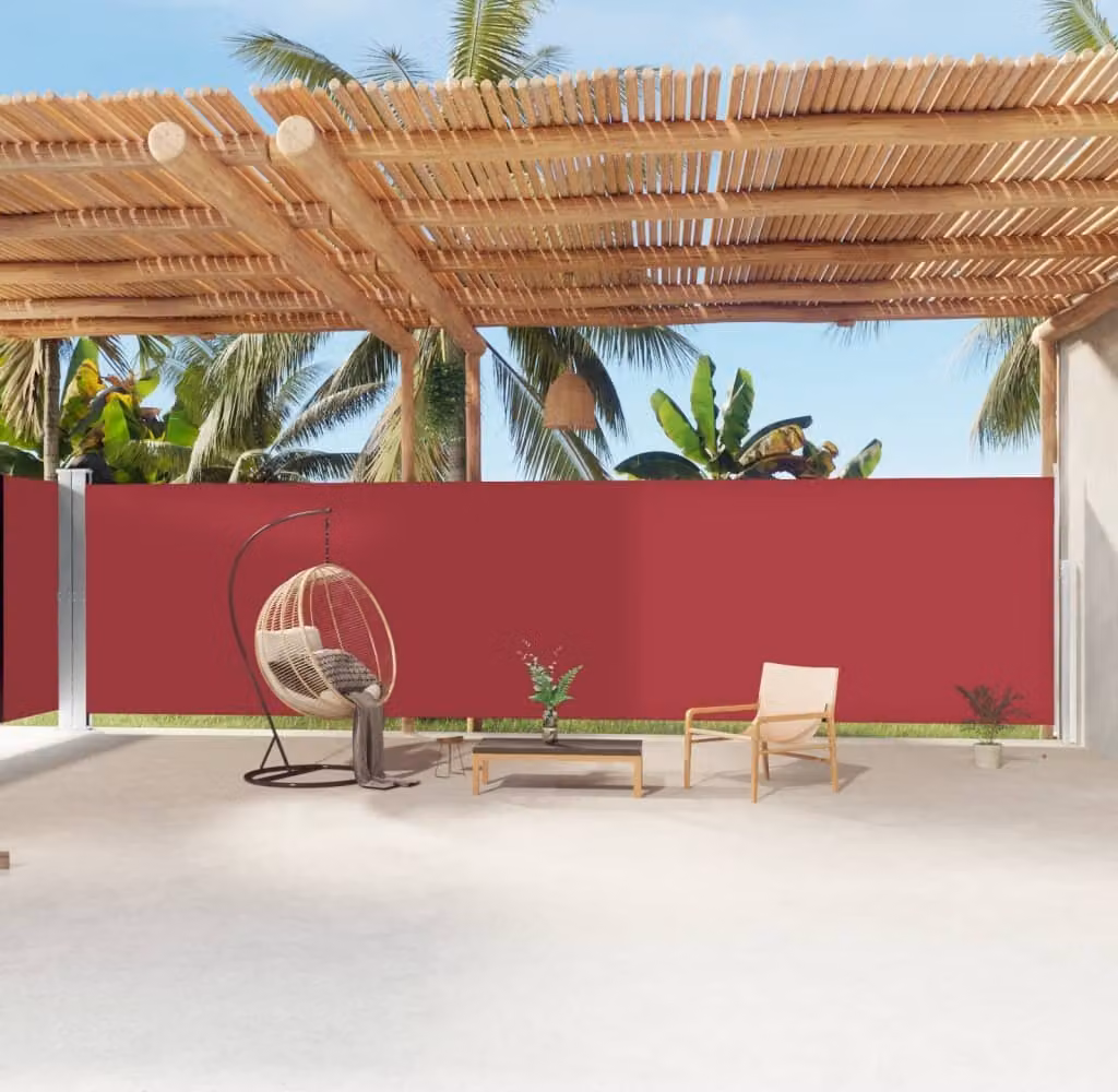 The Living Store Tenda laterale estensibile rossa 200x1200 cm