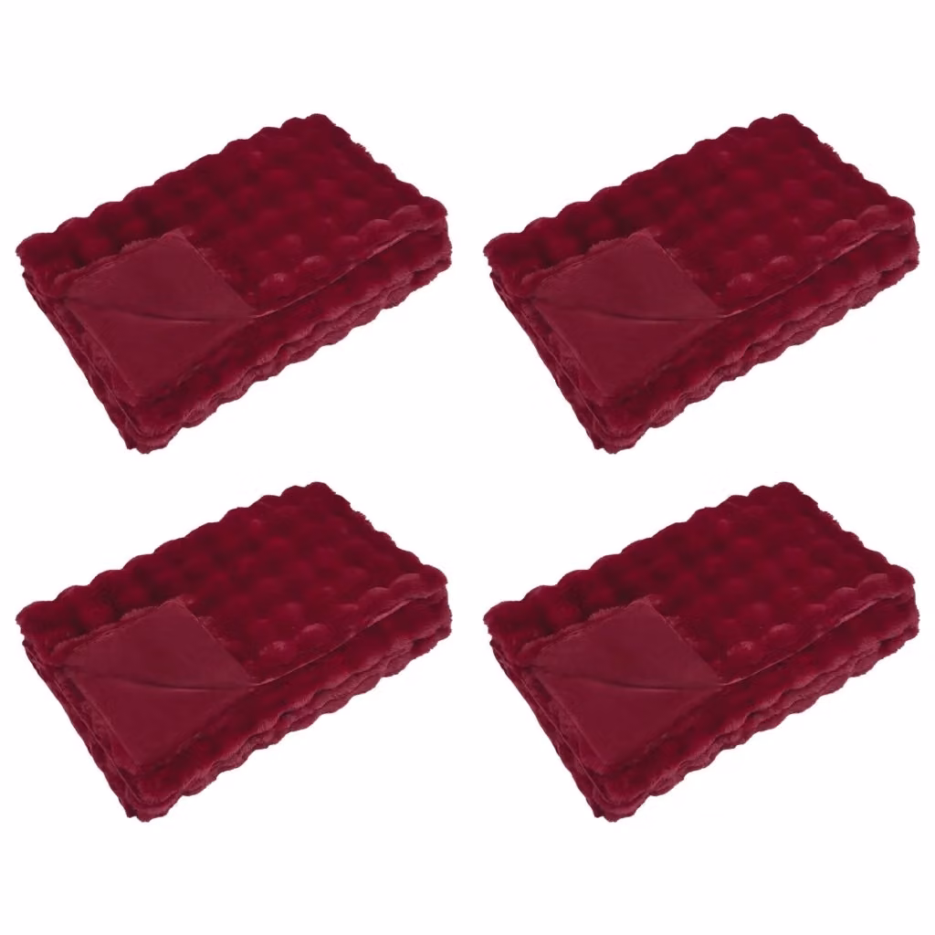 Set di 4 copertine antiscivolo vidaXL Olite in finta pelliccia di coniglio rossa, L 220 cm x P 150 cm – 2