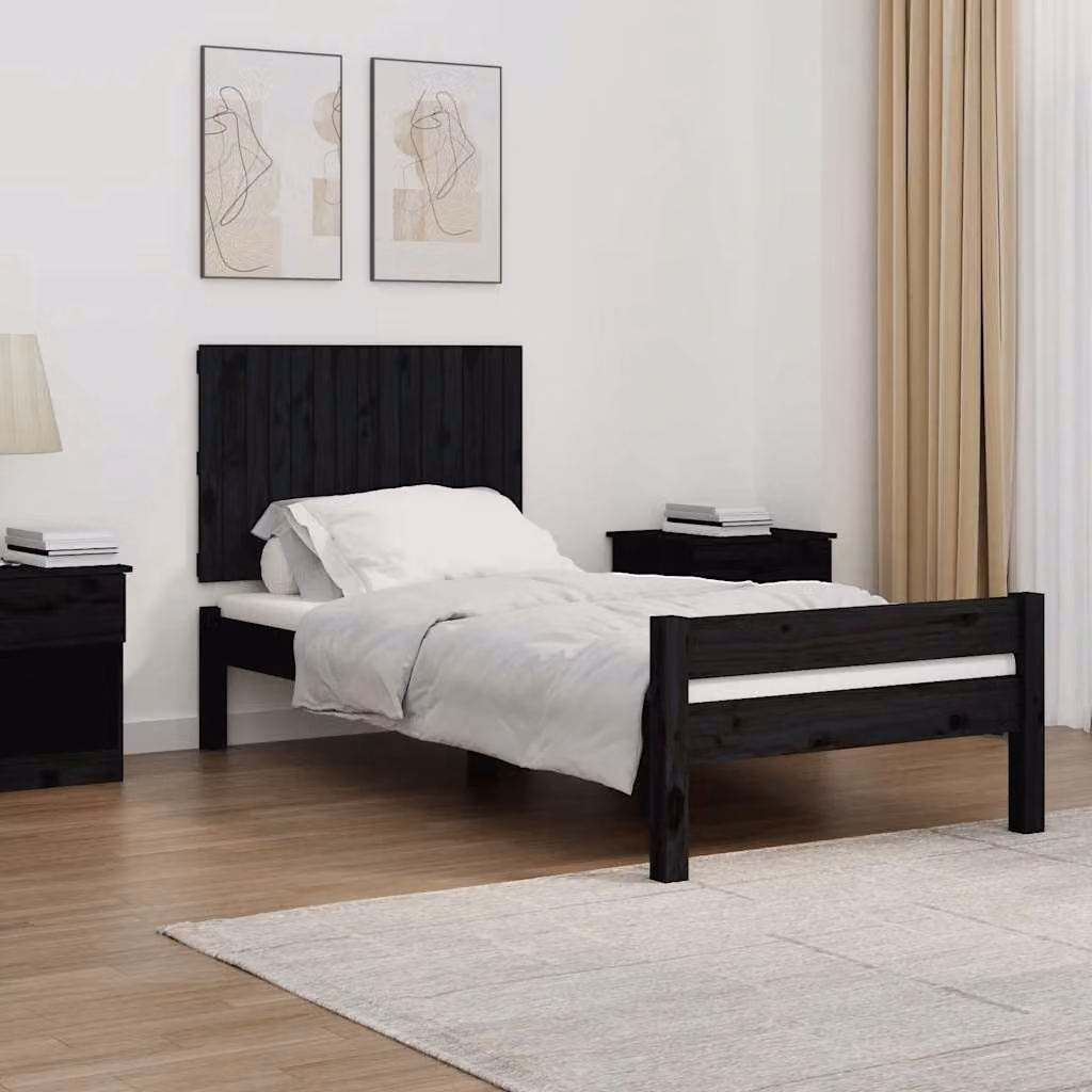 Testiera da parete vidaXL in legno massello di pino nero, L 95,5 cm x H 60 cm x P 3 cm