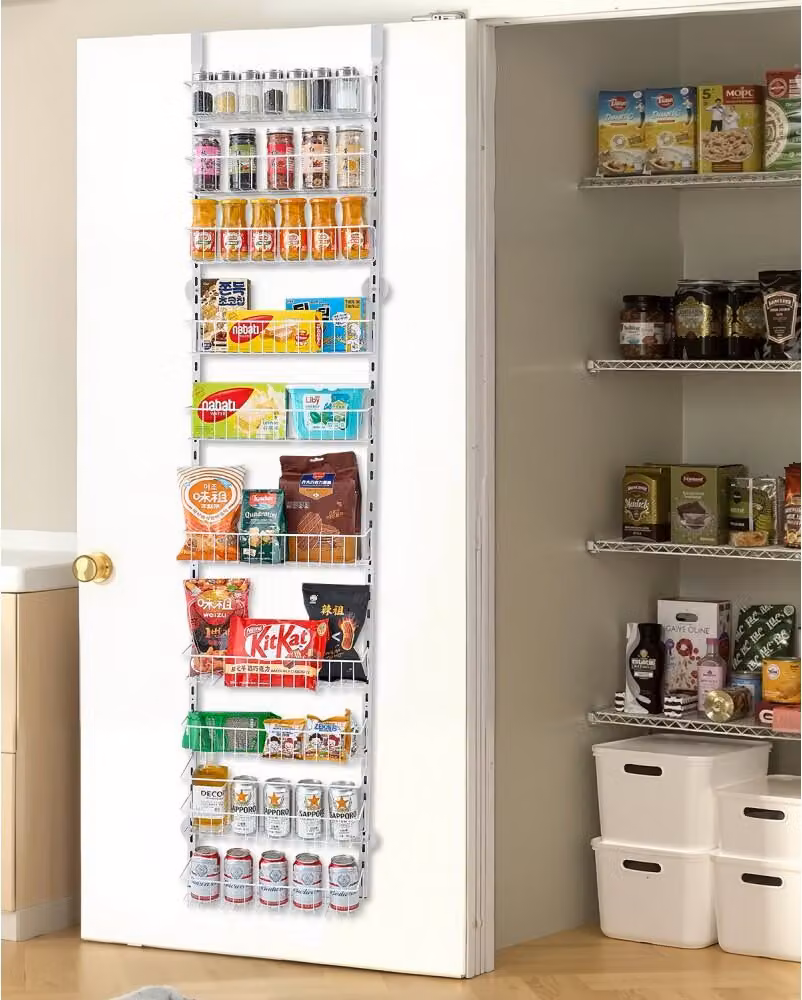 Organizzatore per dispensa a parete: portaspezie a 10 livelli in bianco per la cucina