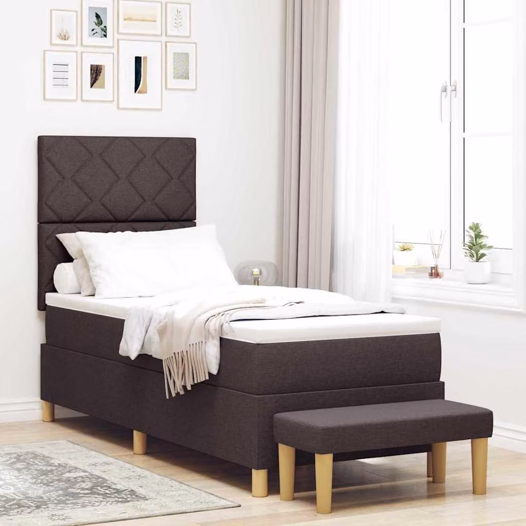 Maison Exclusive - Letto boxspring con testiera, marrone scuro, 200 x 80 cm, tessuto
